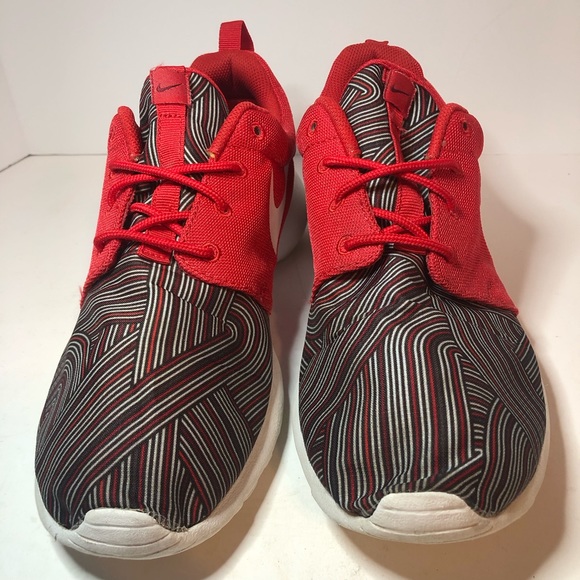 Nike Roshe Red & Grey Crazy Design Style Cross Trainers Men’s Size 8.5. - Picture 2 of 8